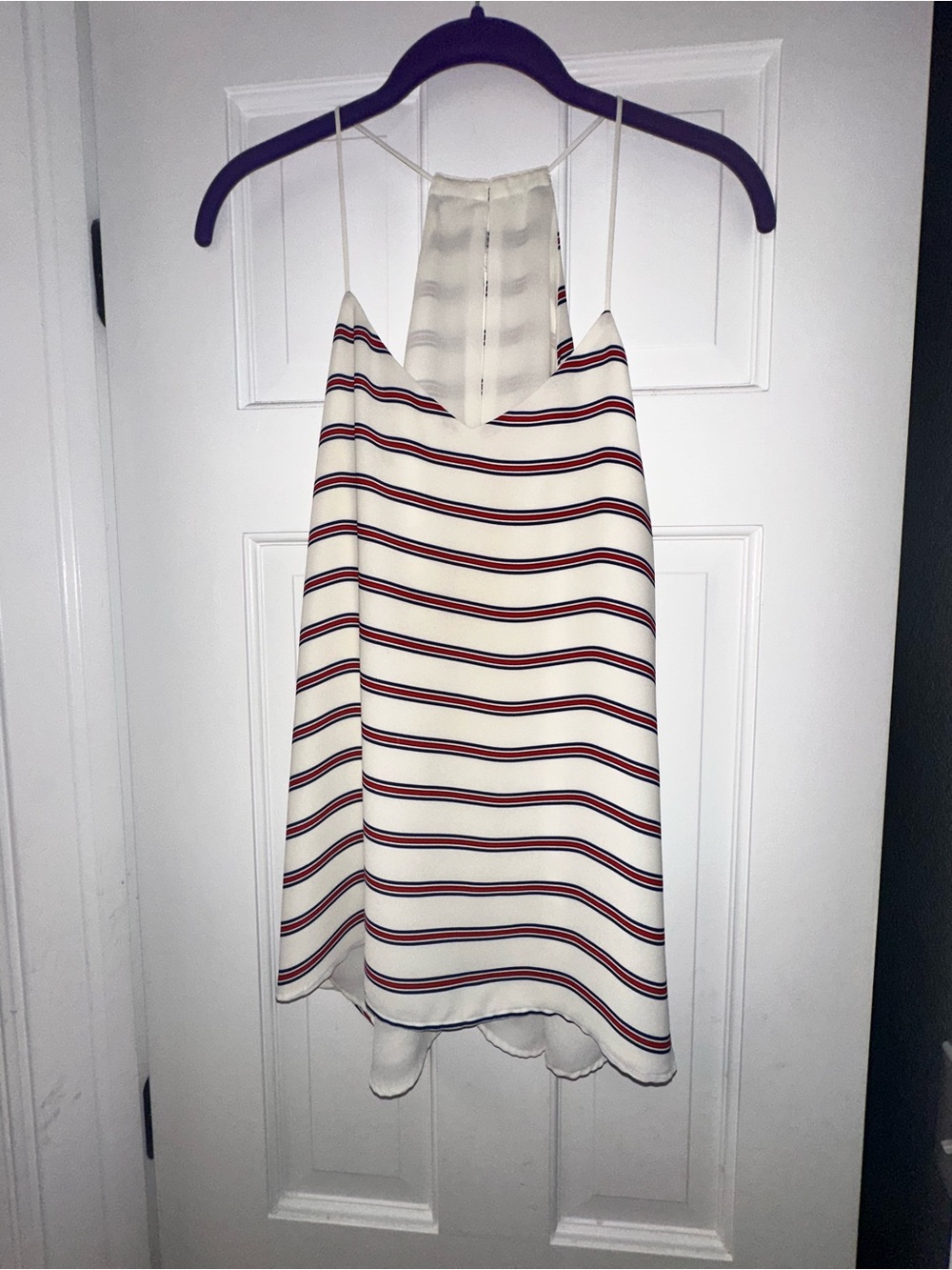 Express Barcelona Cami Tank Top Cream Red Blue Stripe Size Small